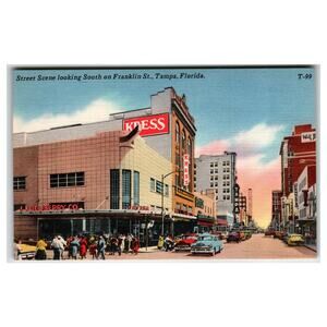 Vintage Kress Store Franklin Street Tampa Florida Linen Postcard T-99